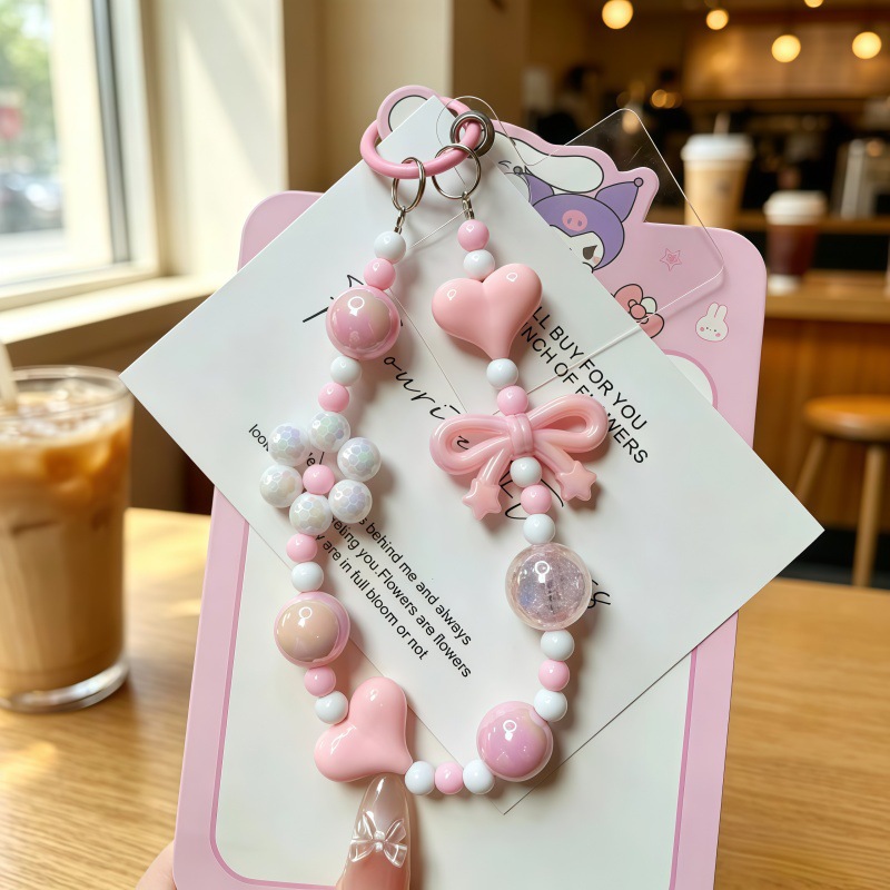 Check out -Tik Tok Live Star Bow Bead Phone Chain - Image 2